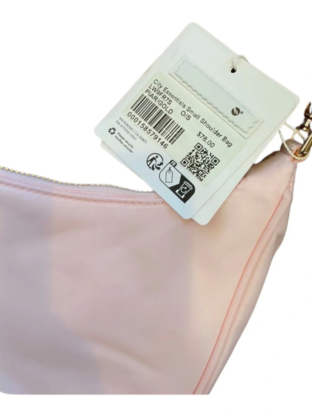 NWT Lululemon City Essentials Small Shoulder Bag PEARL PINK/GOLD O/S